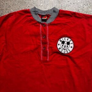 Vintage Disney Red Mickey Mouse Button-Up Shirt